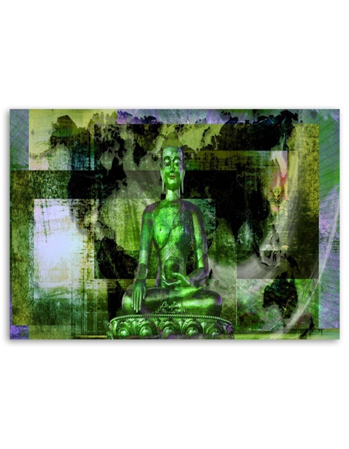 Wall art paintings - Buddha and abstract green background | FEEBY