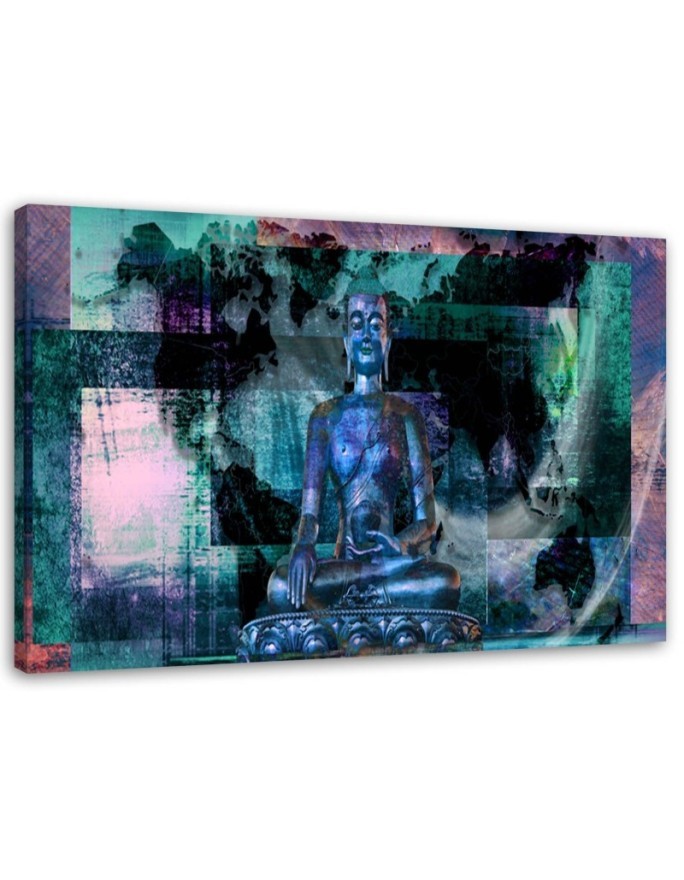 Buddha and abstract background blue - Wall Canvas prints | FEEBY