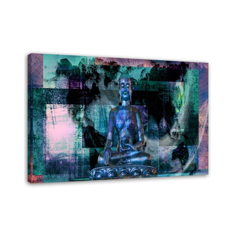 Buddha and abstract background blue - Wall Canvas prints | FEEBY