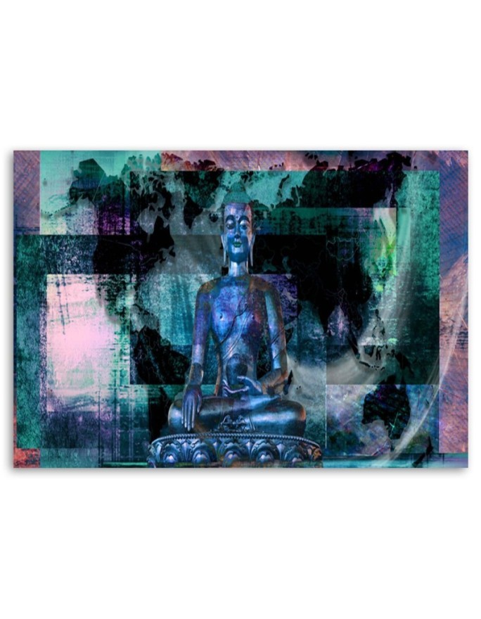 Buddha and abstract background blue - Wall Canvas prints | FEEBY