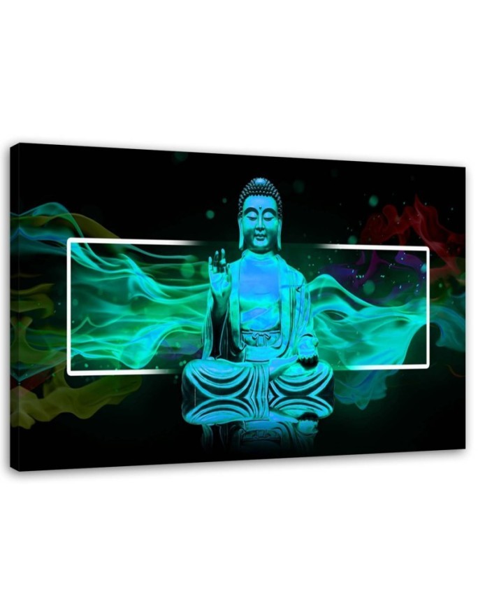 Figure of a meditating Buddha blue - Canvas prints for the living room | FEEBY
