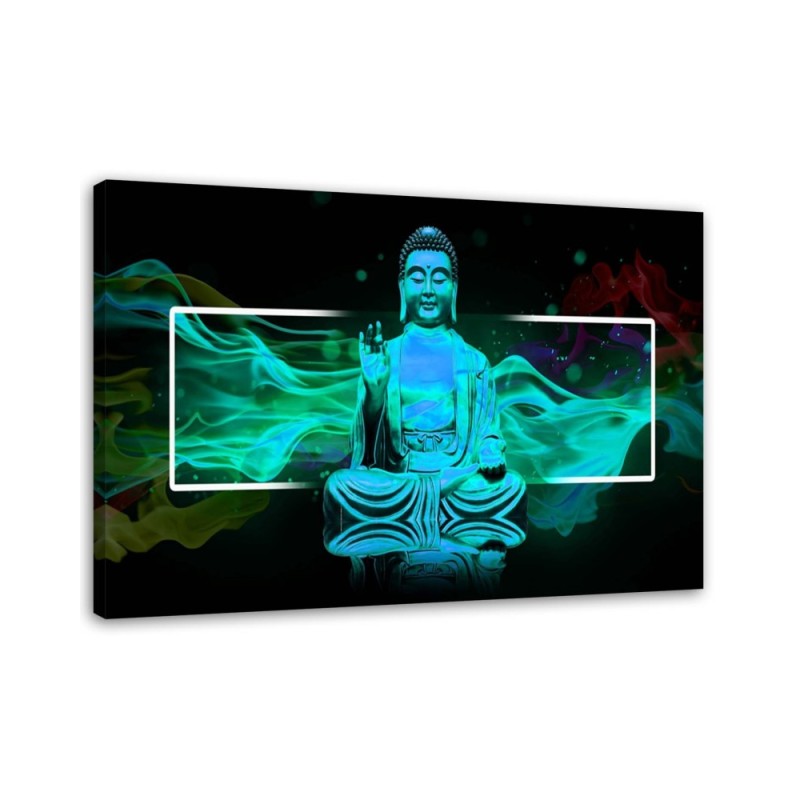 Figure of a meditating Buddha blue - Canvas prints for the living room | FEEBY