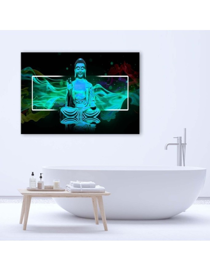 Figure of a meditating Buddha blue - Canvas prints for the living room | FEEBY