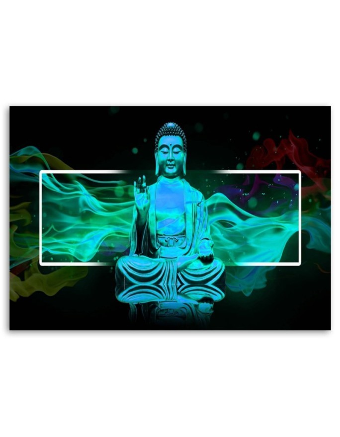 Figure of a meditating Buddha blue - Canvas prints for the living room | FEEBY