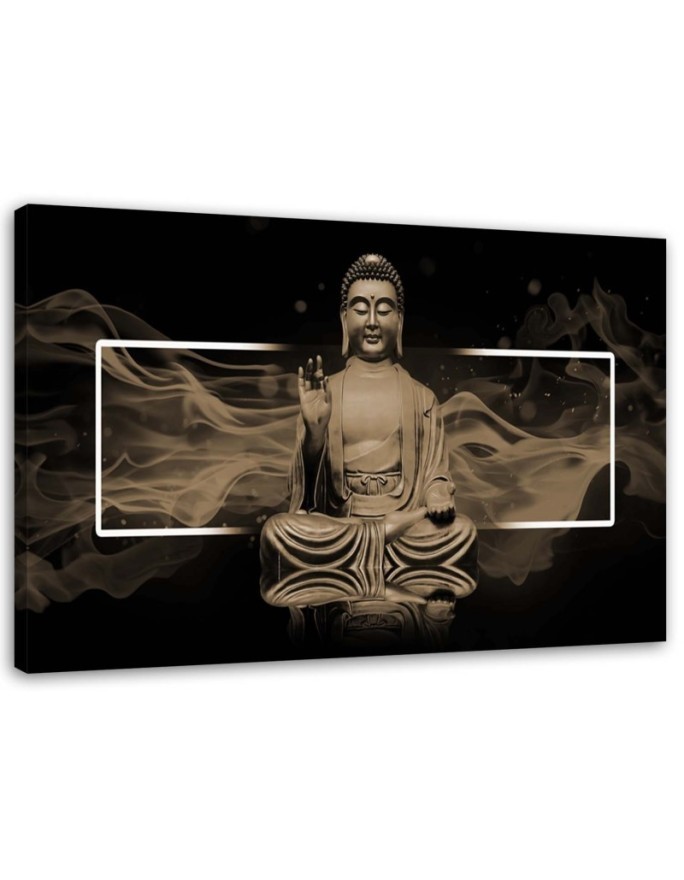 Meditating Buddha figure beige - Canvas prints for the living room | FEEBY