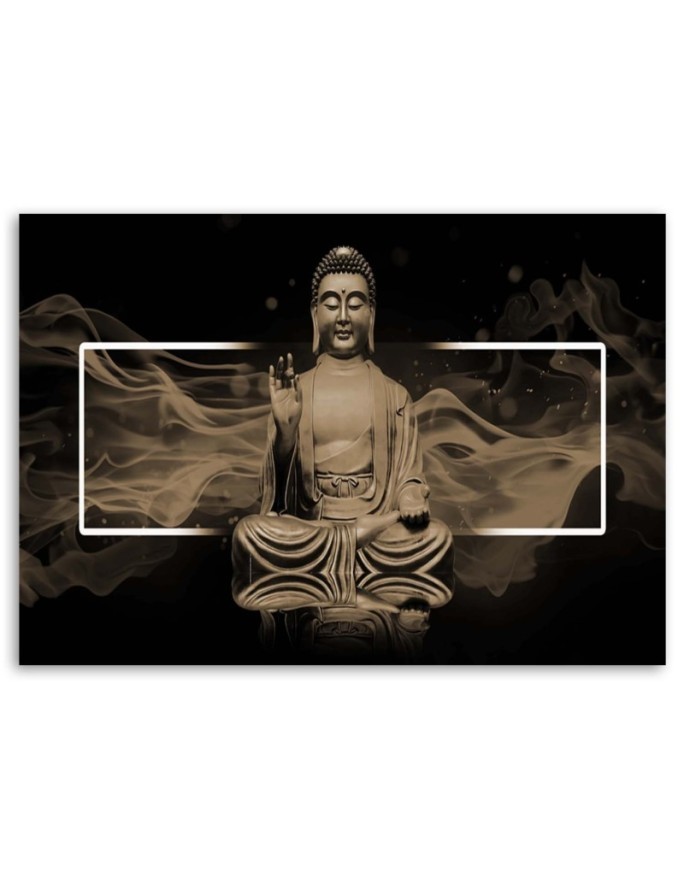 Meditating Buddha figure beige - Canvas prints for the living room | FEEBY