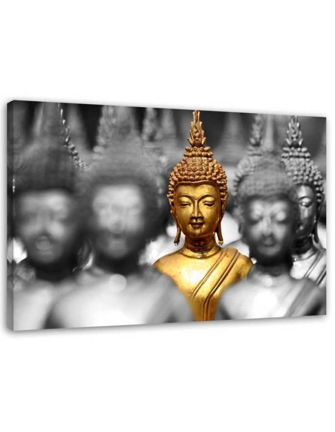 Golden Buddha in the crowd - Abstract painting on canvas | FEEBY