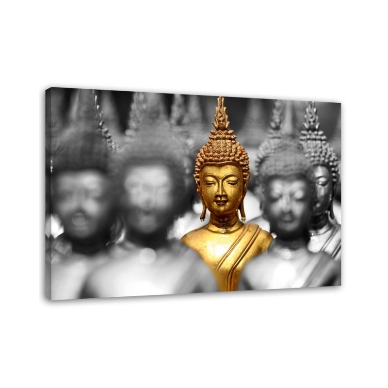 Golden Buddha in the crowd - Abstract painting on canvas | FEEBY