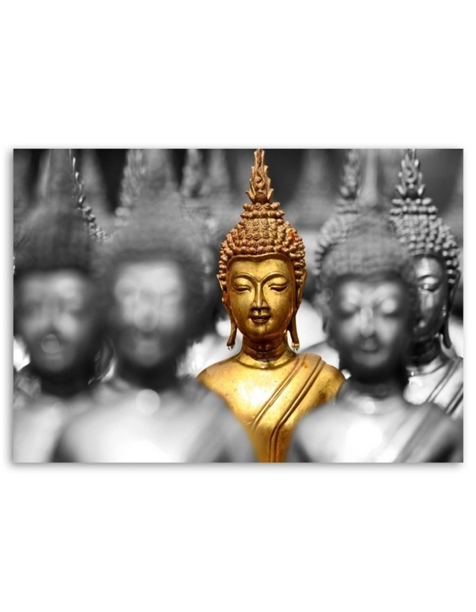 Golden Buddha in the crowd - Abstract painting on canvas | FEEBY