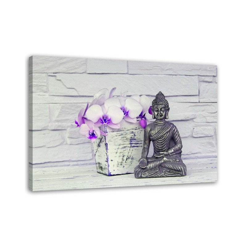 Buddha with flower - Abstract painting on canvas | FEEBY