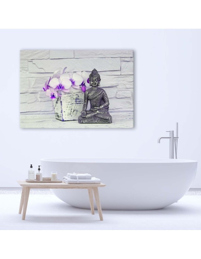 Buddha with flower - Abstract painting on canvas | FEEBY