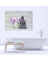 Buddha with flower - Abstract painting on canvas | FEEBY