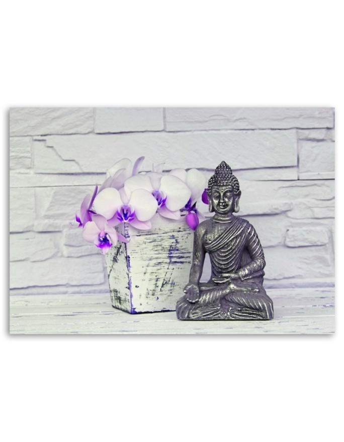 Buddha with flower - Abstract painting on canvas | FEEBY