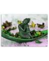 Buddha statue and petals - Abstract painting on canvas | FEEBY
