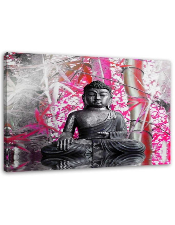 Wall art painting abstract on canvas - Buddha and bamboos | FEEBY