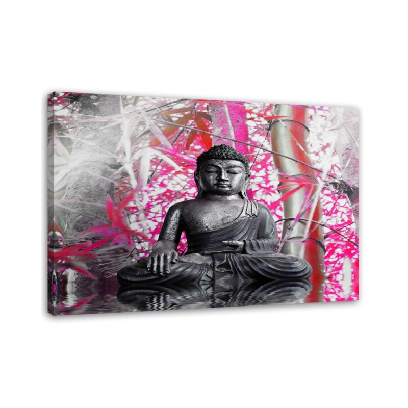 Wall art painting abstract on canvas - Buddha and bamboos | FEEBY