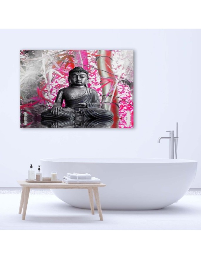 Wall art painting abstract on canvas - Buddha and bamboos | FEEBY