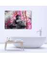 Wall art painting abstract on canvas - Buddha and bamboos | FEEBY