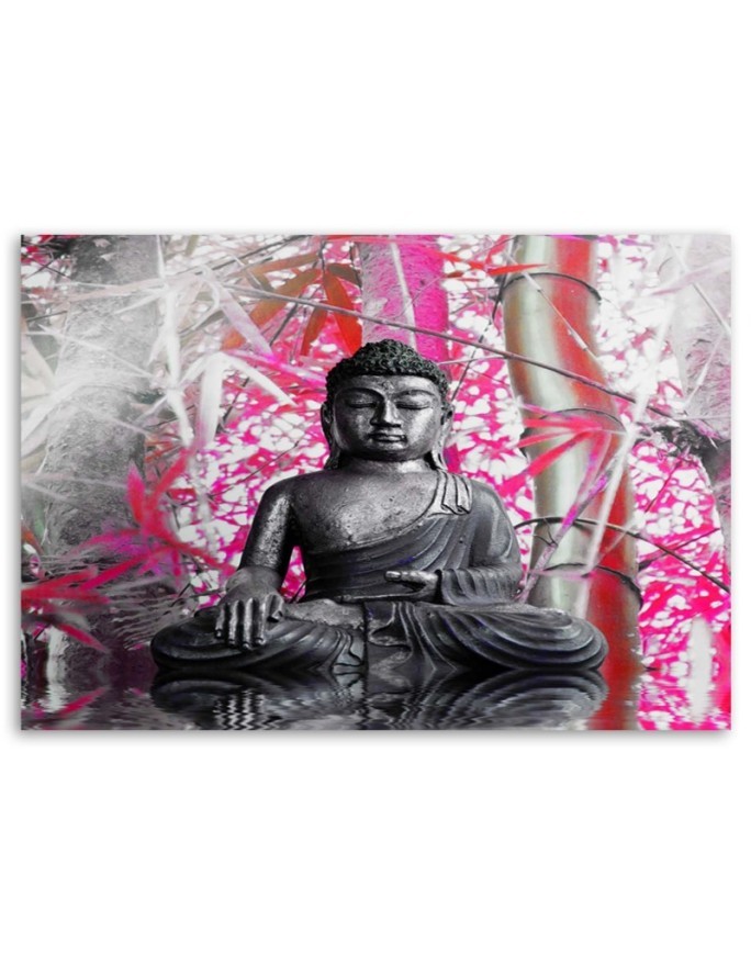 Wall art painting abstract on canvas - Buddha and bamboos | FEEBY