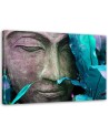 Canvas prints with zen motif - Buddha's face with a leaf | FEEBY