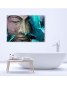 Canvas prints with zen motif - Buddha's face with a leaf | FEEBY