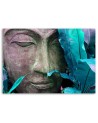 Canvas prints with zen motif - Buddha's face with a leaf | FEEBY
