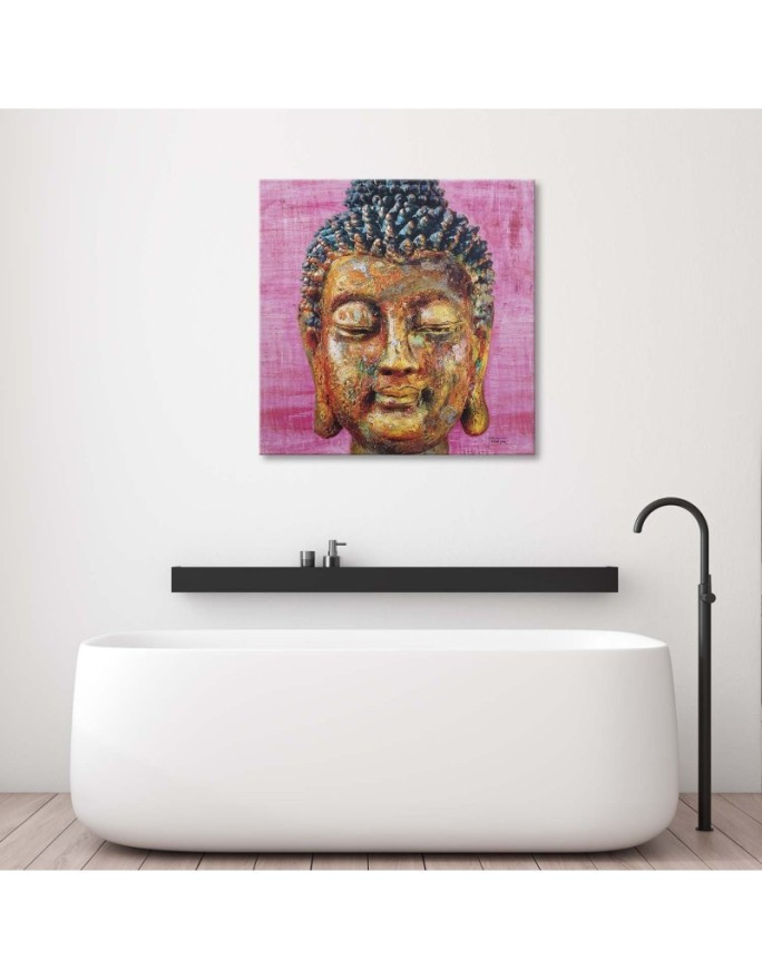 Canvas prints zen Buddhism - Buddha on pink background | FEEBY