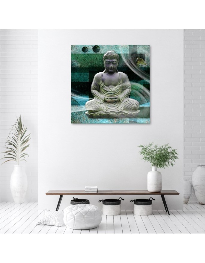 Modern wall paintings - Sitting buddha Green | FEEBY