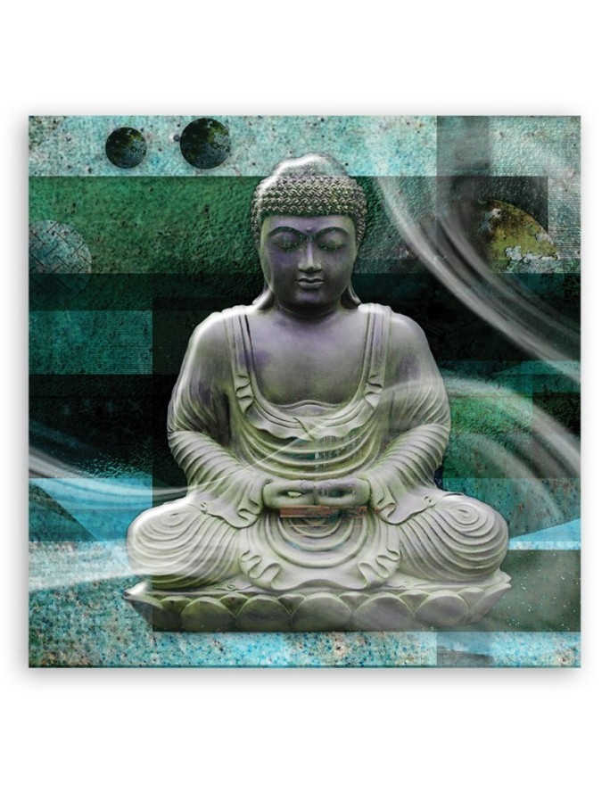 Modern wall paintings - Sitting buddha Green | FEEBY
