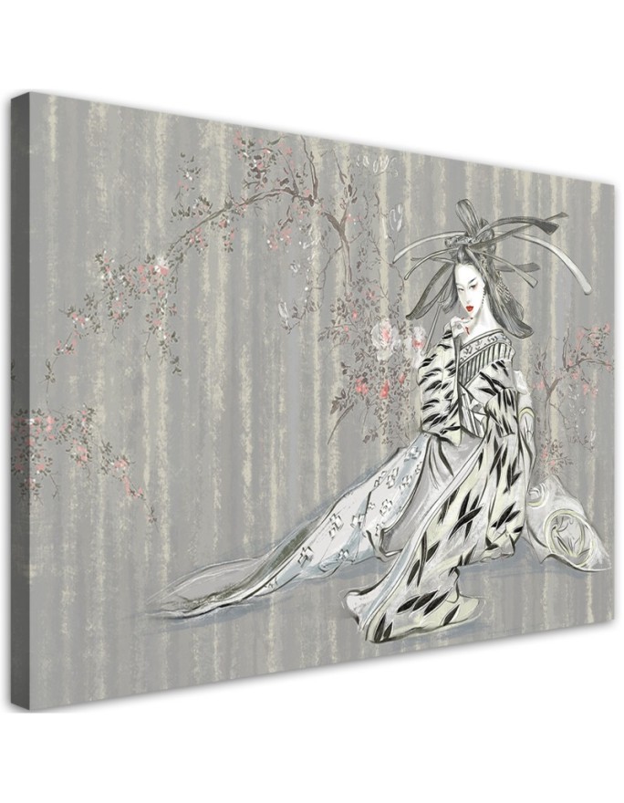 Traditional Japanese geisha - Abstract painting on canvas | FEEBY