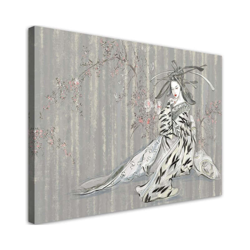 Traditional Japanese geisha - Abstract painting on canvas | FEEBY