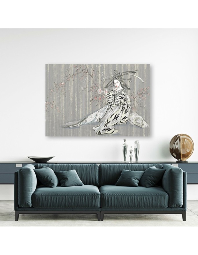 Traditional Japanese geisha - Abstract painting on canvas | FEEBY