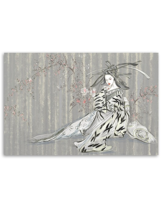 Traditional Japanese geisha - Abstract painting on canvas | FEEBY