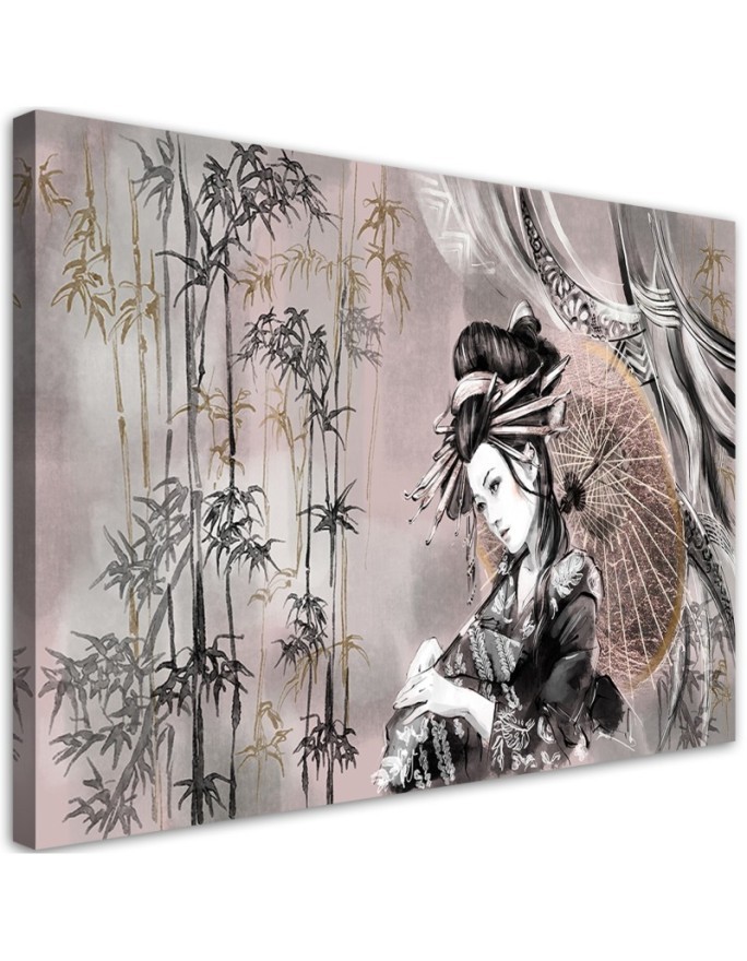 Canvas prints for living room - Geisha and bamboos | FEEBY