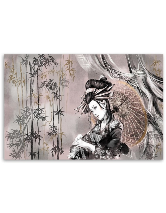 Canvas prints for living room - Geisha and bamboos | FEEBY