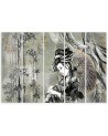 5 Piece Canvas print for living room - Geisha and bamboos | FEEBY