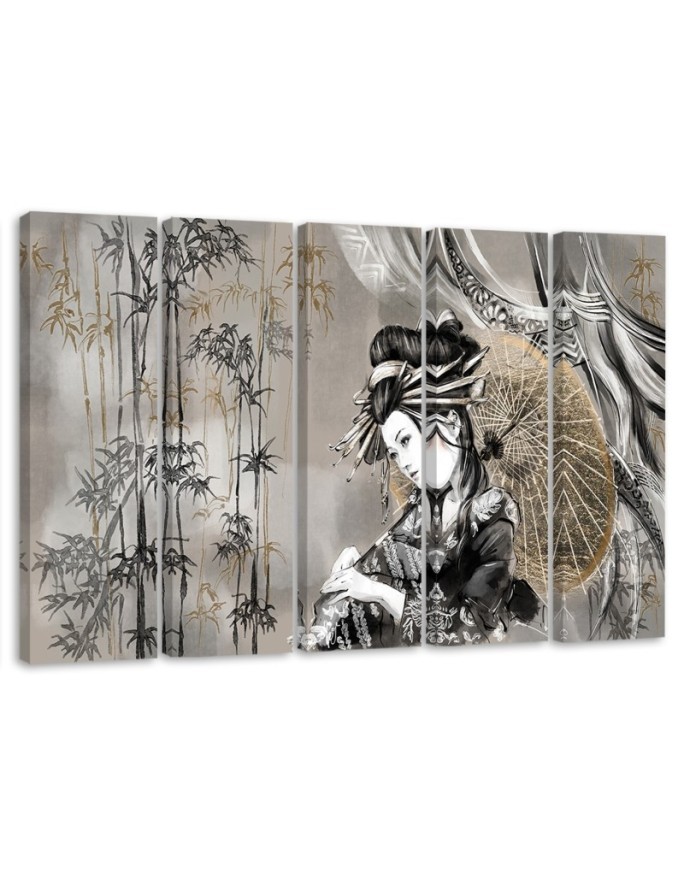 Modern painting for bedroom - Geisha and bamboos | FEEBY