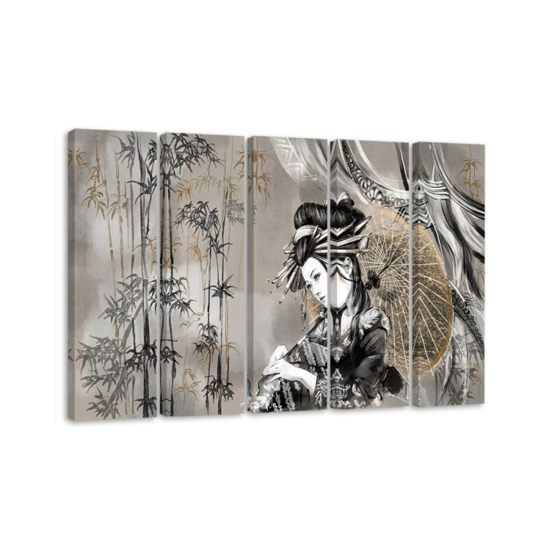 Modern painting for bedroom - Geisha and bamboos | FEEBY