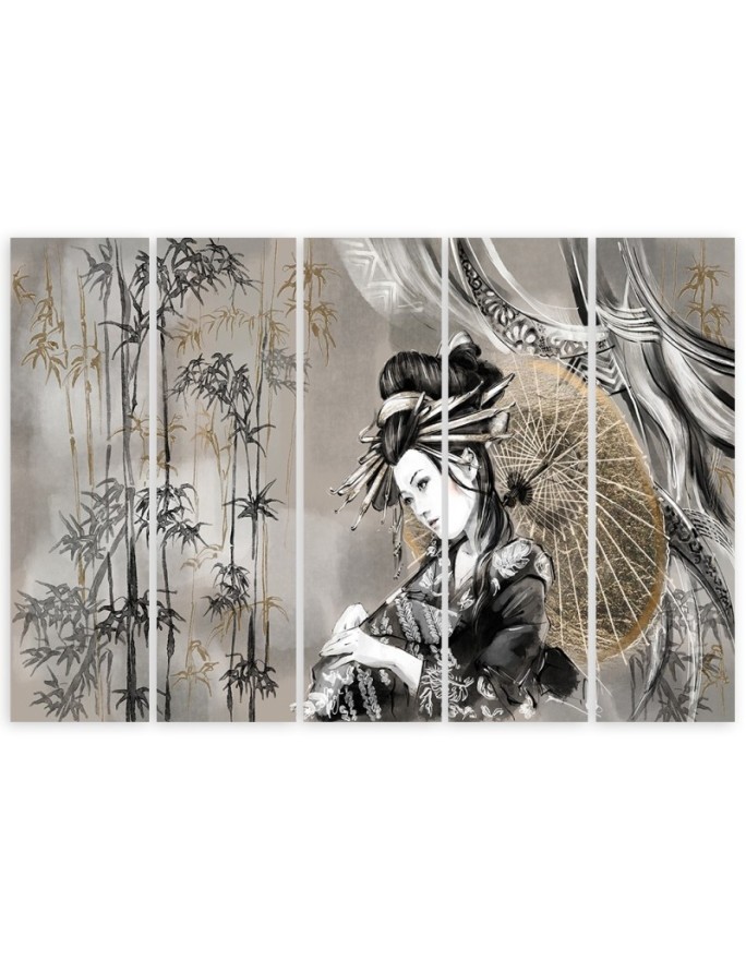 Modern painting for bedroom - Geisha and bamboos | FEEBY