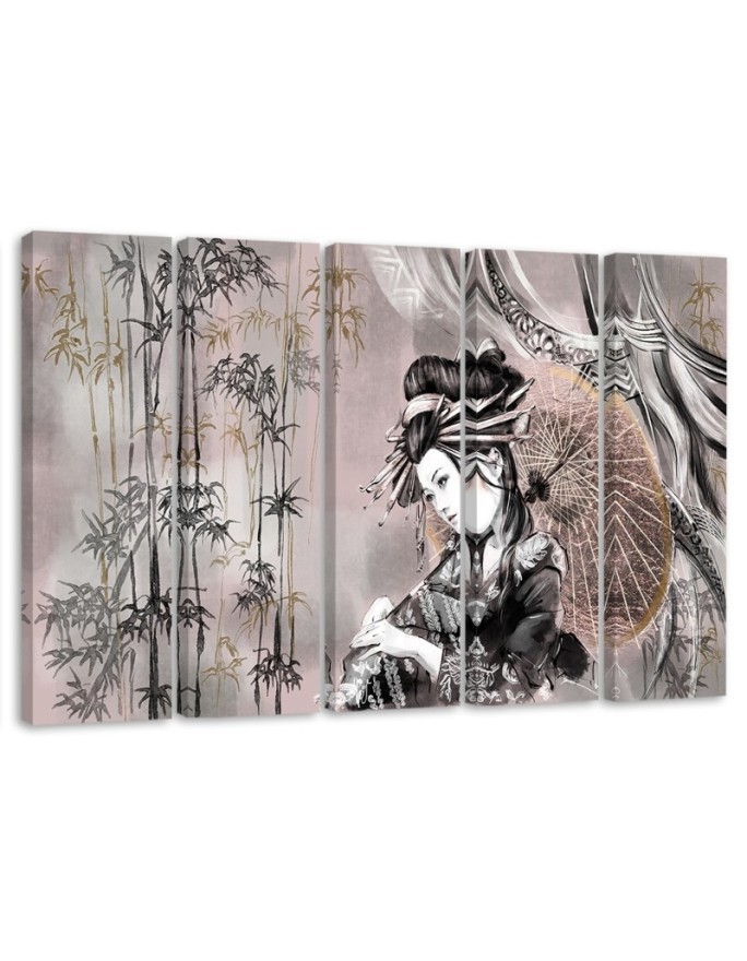 Modern painting for the bedroom - Geisha and bamboos | FEEBY