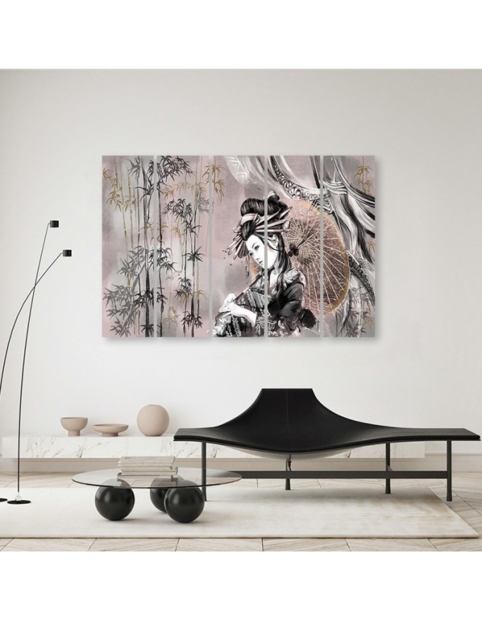 Modern painting for the bedroom - Geisha and bamboos | FEEBY