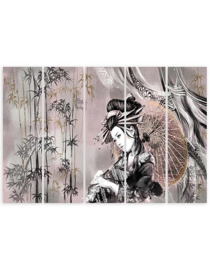 Modern painting for the bedroom - Geisha and bamboos | FEEBY
