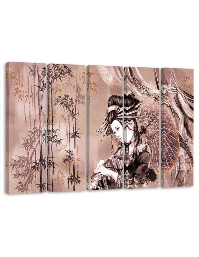 Modern painting for bedroom - Geisha and bamboos | FEEBY
