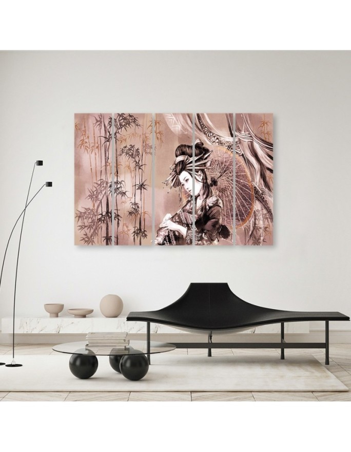 Modern painting for bedroom - Geisha and bamboos | FEEBY