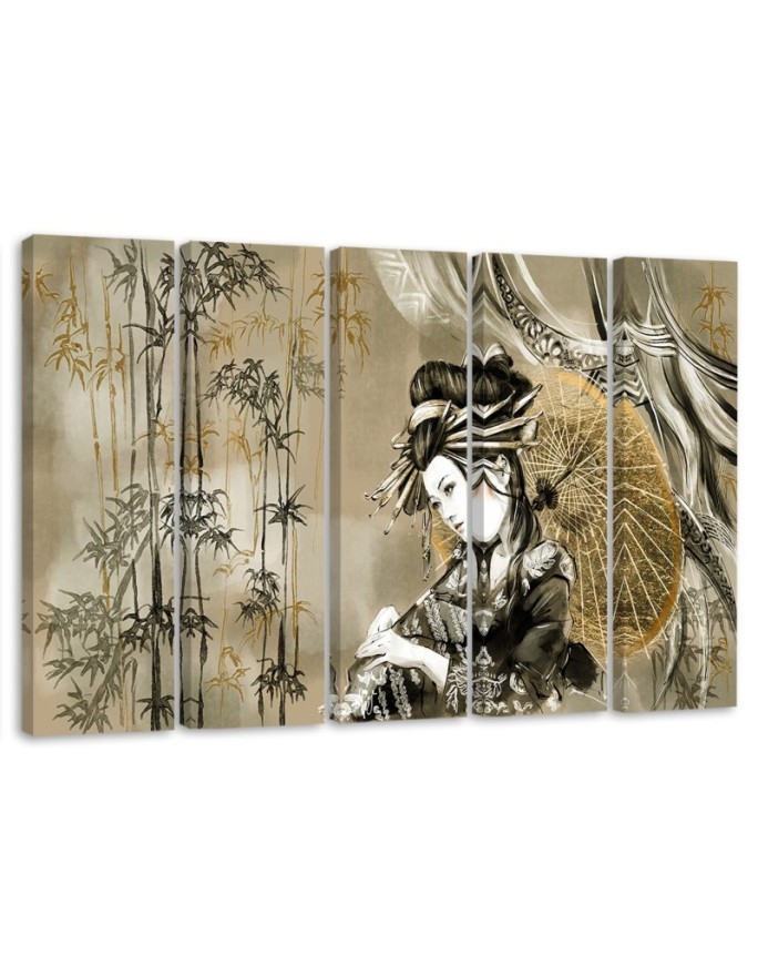 Modern painting for bedroom - Geisha and bamboos | FEEBY
