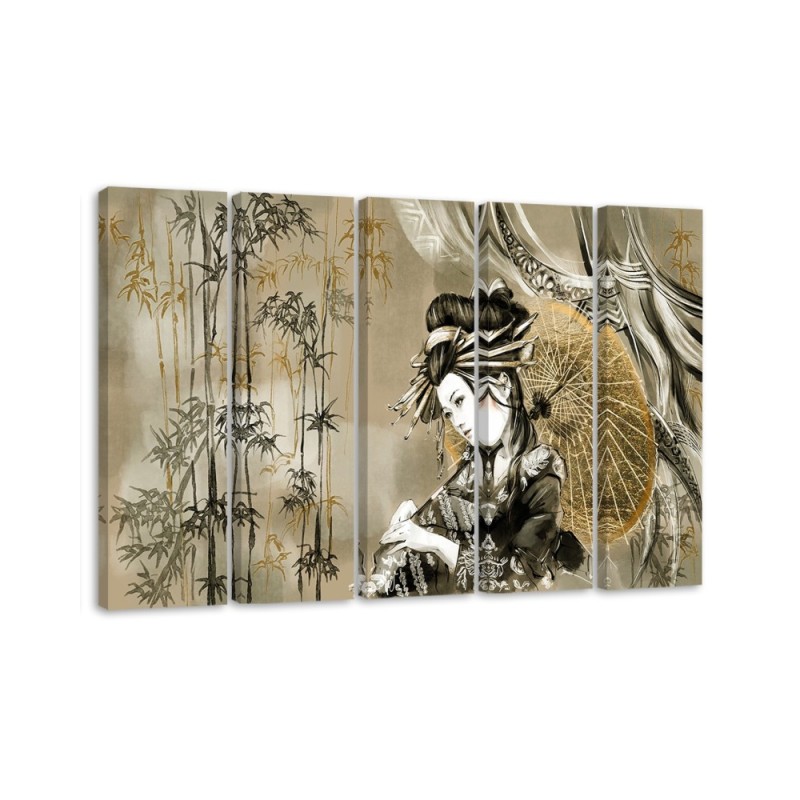 Modern painting for bedroom - Geisha and bamboos | FEEBY