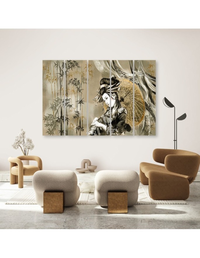 Modern painting for bedroom - Geisha and bamboos | FEEBY
