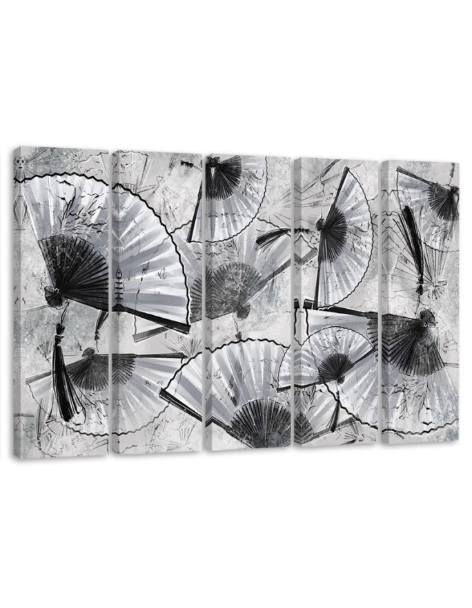 5 Piece Bedroom canvas painting - Japanese fans | FEEBY