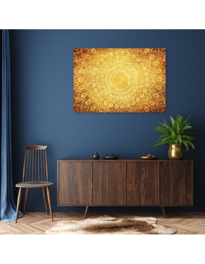 Bedroom Canvas painting - Gold mandala abstract | FEEBY