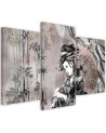 3 piece Geisha and bamboos - Modern triptychs for the living room | FEEBY